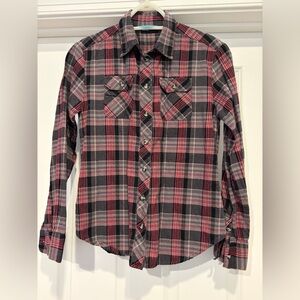 BDG Pink and Gray Plaid Shirt